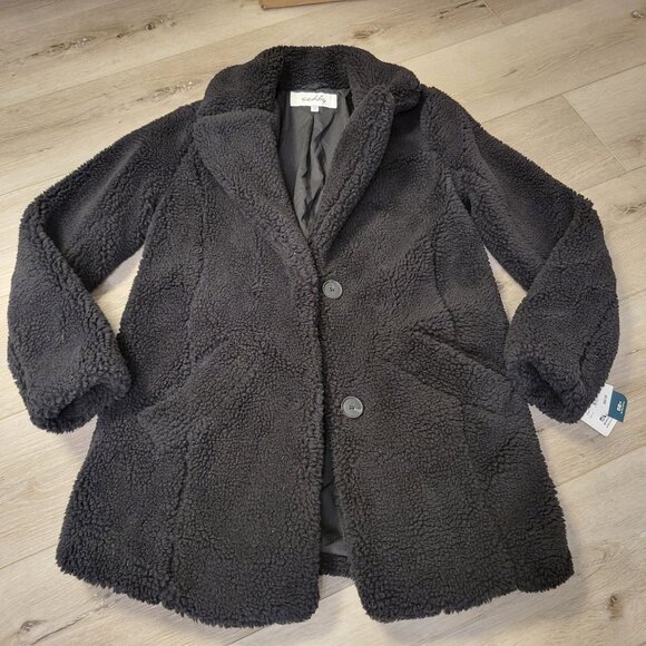 Sebby Womens Black Faux Shearling Jacket Coat XS - Picture 1 of 5